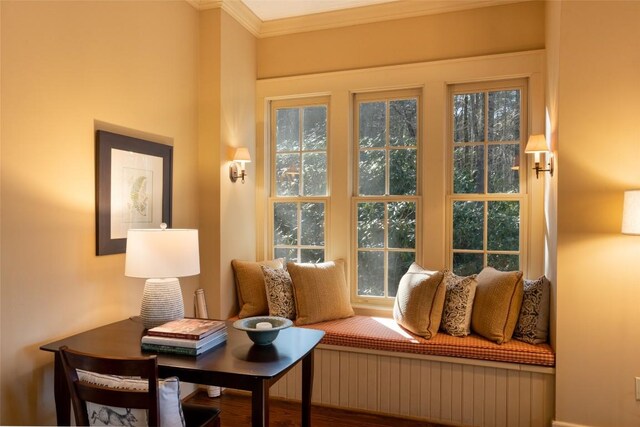 53 Rocky Top Dr, Cashiers, NC 28717 - sitting room featuring ornamental molding, healthy amount of natural light, and wood finished floors