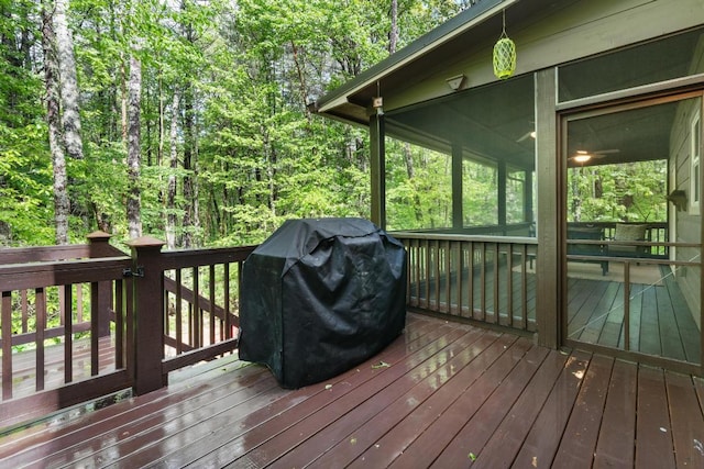 599 Tower Rd, Sapphire, NC 28774 - deck with a grill and a wooded view
