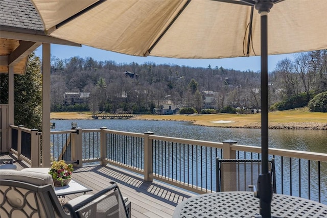 deck with a water view