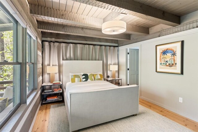 42 W Black Rock Cir, Highlands, NC 28741 - bedroom with wood finished floors and a wood ceiling with exposed beams