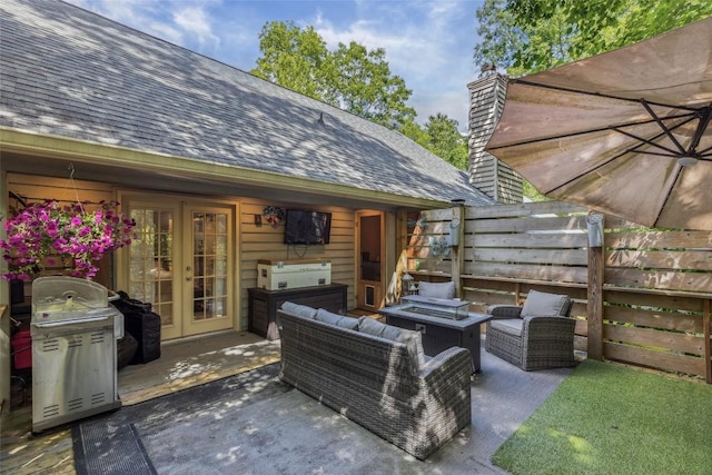 27 Dwarf Mountain Rd Unit 23Un, Sapphire, NC 28774 - view of patio / terrace featuring french doors, an outdoor hangout area, and area for grilling