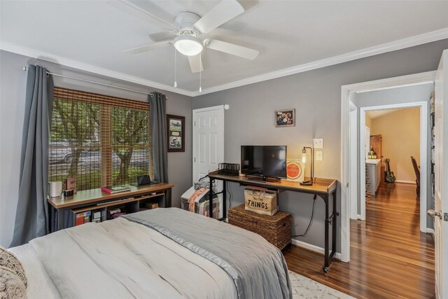 27 Dwarf Mountain Rd Unit 23Un, Sapphire, NC 28774 - bedroom with wood finished floors, crown molding, and a ceiling fan