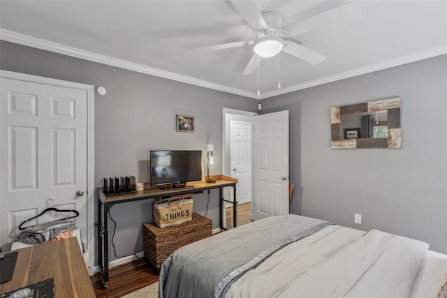 27 Dwarf Mountain Rd Unit 23Un, Sapphire, NC 28774 - bedroom featuring wood finished floors, ornamental molding, and a ceiling fan