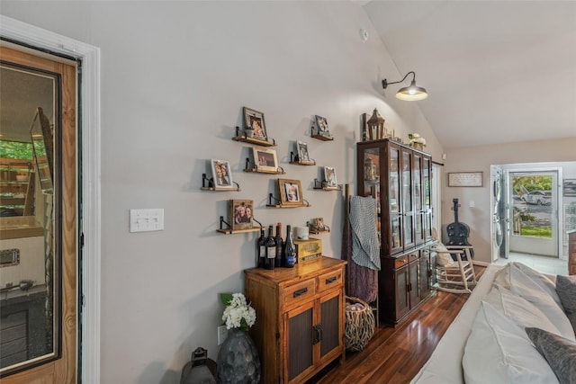 27 Dwarf Mountain Rd Unit 23Un, Sapphire, NC 28774 - living room with lofted ceiling and dark wood-style flooring
