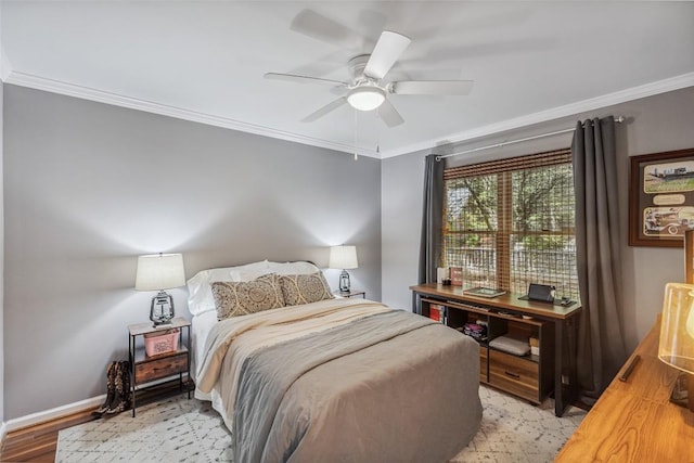 27 Dwarf Mountain Rd Unit 23Un, Sapphire, NC 28774 - bedroom with light wood-style floors, crown molding, and ceiling fan