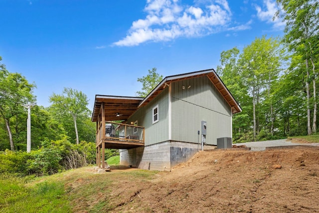 185 Little Elbow Mountain Rd, Lake Toxaway, NC 28747 - view of home's exterior with a cooling unit and a ceiling fan