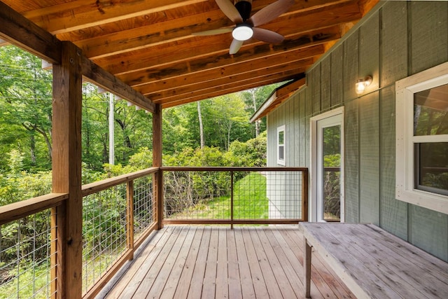 185 Little Elbow Mountain Rd, Lake Toxaway, NC 28747 - wooden terrace featuring a ceiling fan