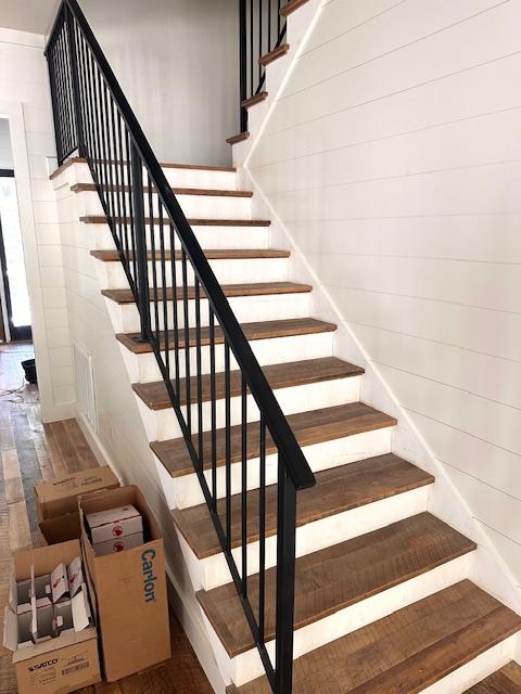 298 Pine Forest Rd, Sapphire, NC 28774 - stairway with wood finished floors