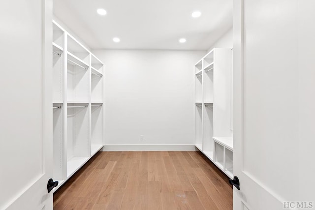 spacious closet with light wood-type flooring