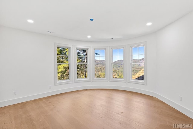 unfurnished room with light wood-type flooring