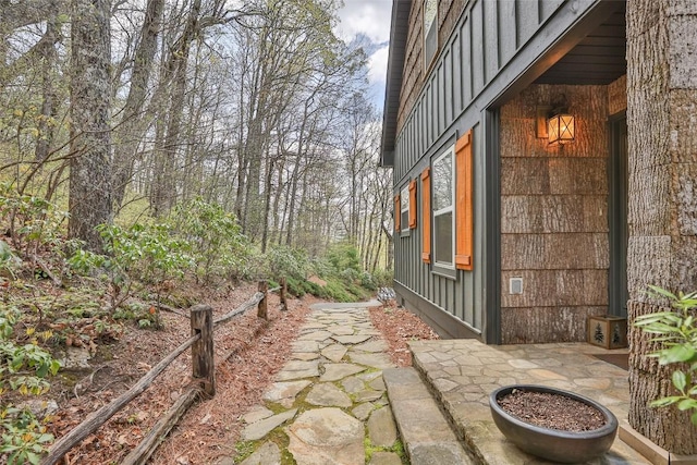 view of home's exterior featuring board and batten siding