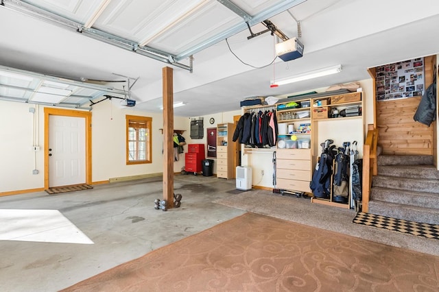 garage with a garage door opener