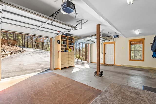 garage with a garage door opener