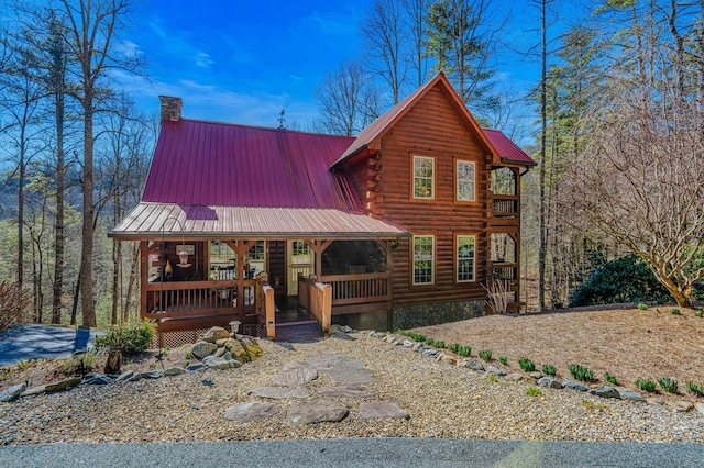 cabin with covered porch