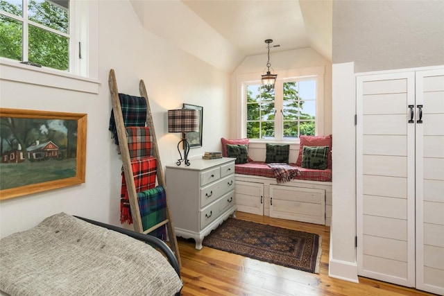 421 Easter Ln, Cullowhee, NC 28723 - bedroom with wood finished floors and vaulted ceiling