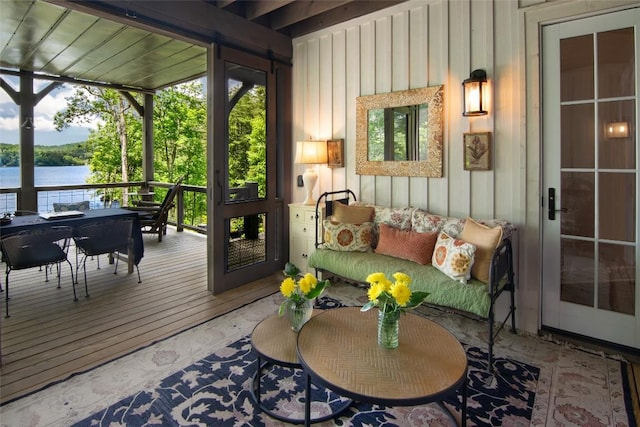 421 Easter Ln, Cullowhee, NC 28723 - wooden deck featuring outdoor dining space and a water view