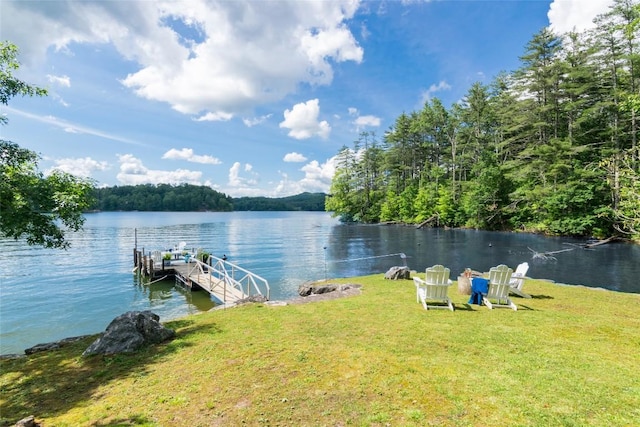 421 Easter Ln, Cullowhee, NC 28723 - dock with a water view, a yard, and a view of trees