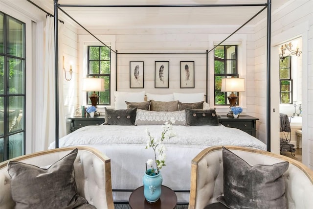 421 Easter Ln, Cullowhee, NC 28723 - bedroom featuring wooden walls