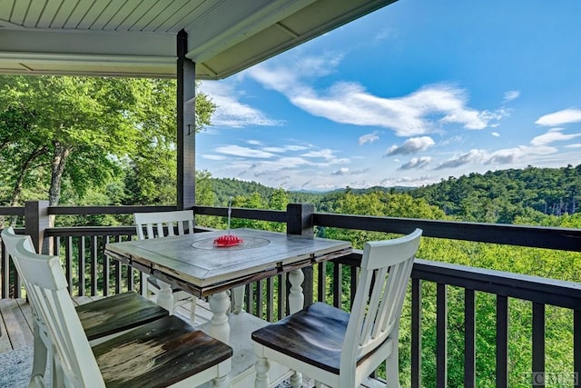 wooden balcony with a deck