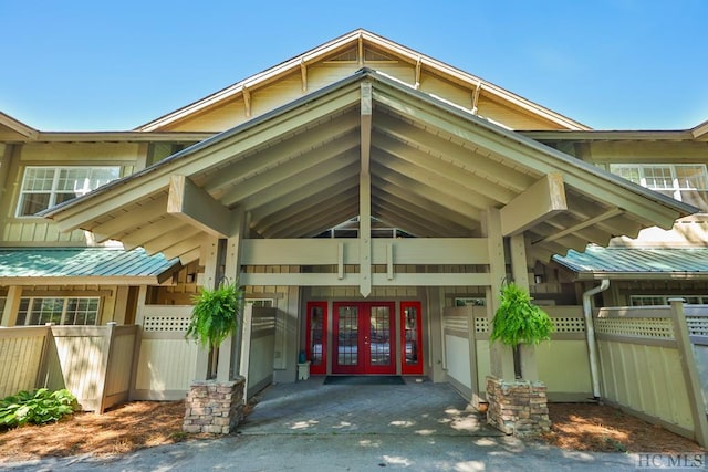 view of exterior entry with french doors