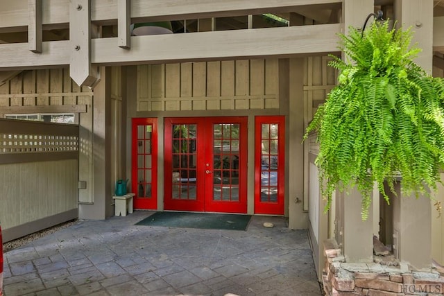 view of exterior entry with french doors