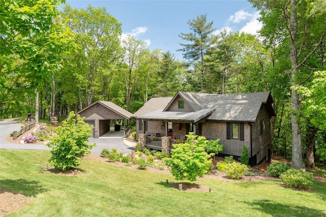 194 Redrock Trl, Glenville, NC 28736 - view of front of property featuring a porch, a carport, and a front lawn