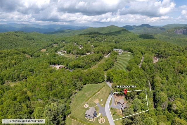 194 Redrock Trl, Glenville, NC 28736 - bird's eye view featuring a forest view and a mountain view