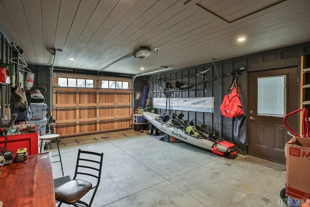 garage with a garage door opener