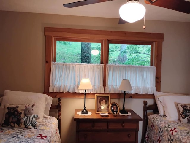 172 Moon Ridge Dr, Sky Valley, GA 30537 - bedroom with multiple windows and ceiling fan
