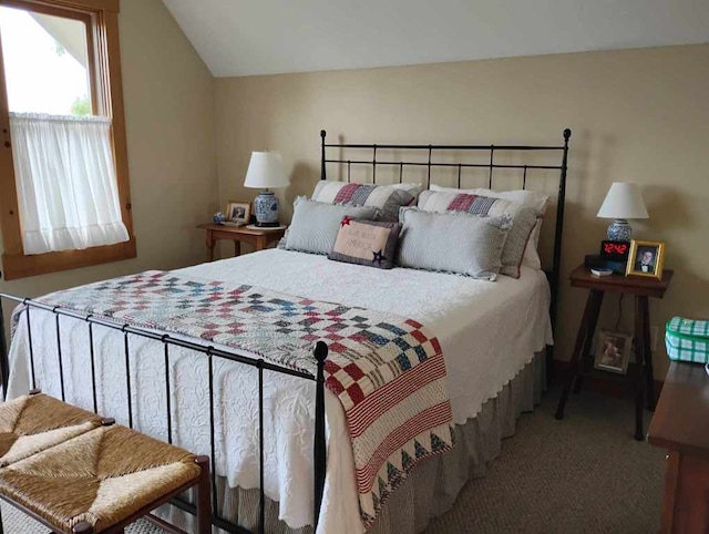 172 Moon Ridge Dr, Sky Valley, GA 30537 - bedroom featuring vaulted ceiling and carpet flooring