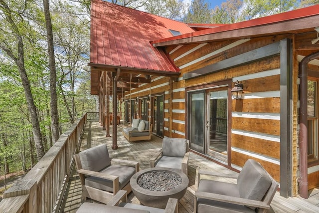deck with a fire pit