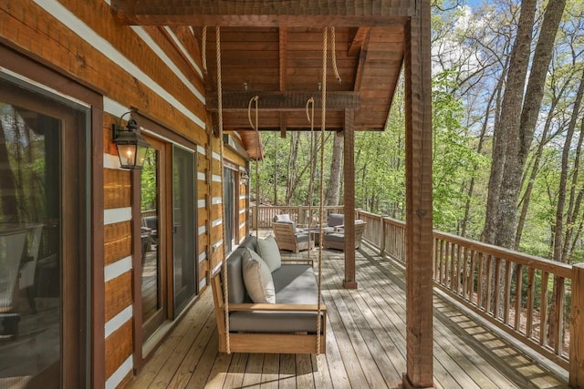 268 Tocami Trl, Cullowhee, NC 28723 - wooden deck with an outdoor living space