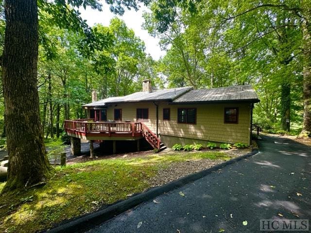 view of front of property with a deck