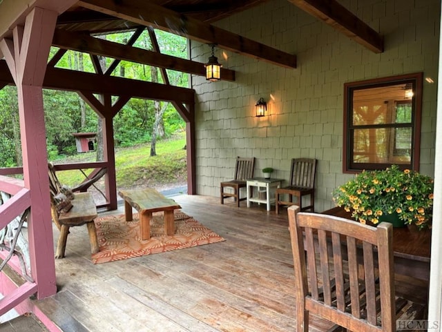 view of patio with a wooden deck