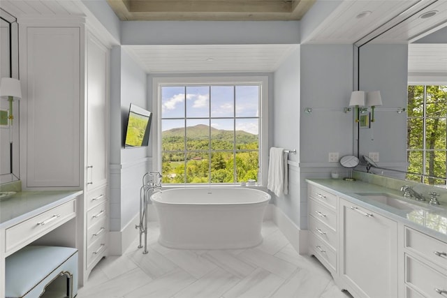 893 High Mountain Dr, Cashiers, NC 28717 - full bath featuring vanity and a freestanding tub