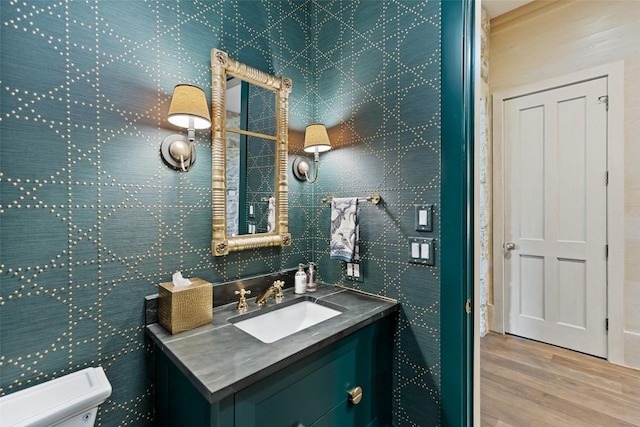 893 High Mountain Dr, Cashiers, NC 28717 - bathroom with wood finished floors, vanity, and toilet