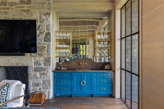 893 High Mountain Dr, Cashiers, NC 28717 - indoor bar with wood finished floors and a fireplace