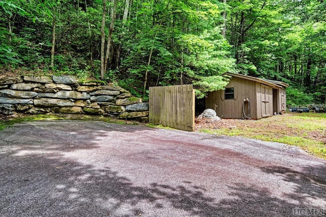 exterior space with a storage unit