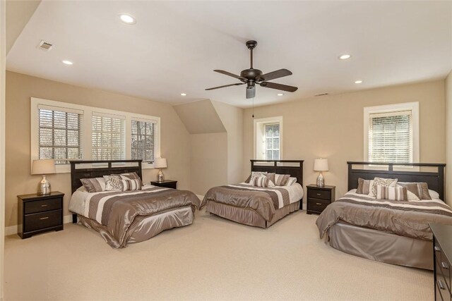 115 Falls Ct W, Highlands, NC 28741 - bedroom with carpet floors, recessed lighting, multiple windows, and ceiling fan