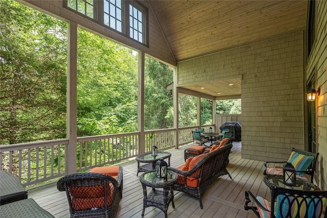 115 Falls Ct W, Highlands, NC 28741 - sunroom / solarium featuring vaulted ceiling and outdoor dining area