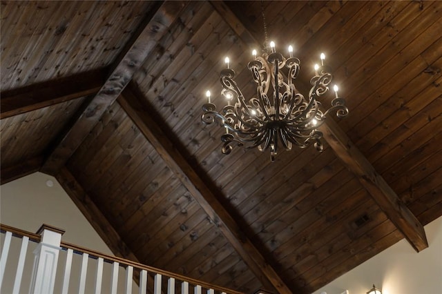 115 Falls Ct W, Highlands, NC 28741 - detailed view of a wooden ceiling with exposed beams and a chandelier
