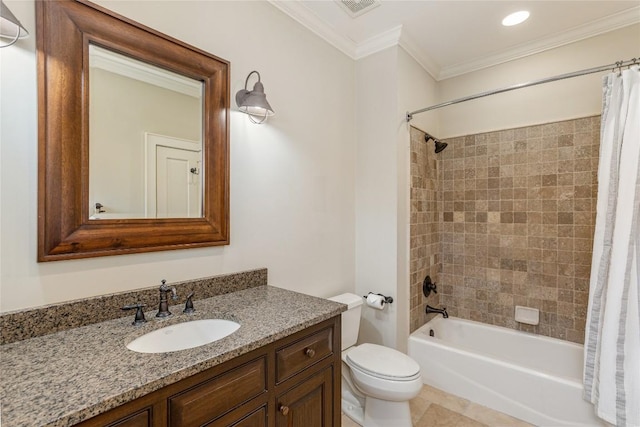 115 Falls Ct W, Highlands, NC 28741 - bathroom with vanity, shower / bath combo with shower curtain, and crown molding