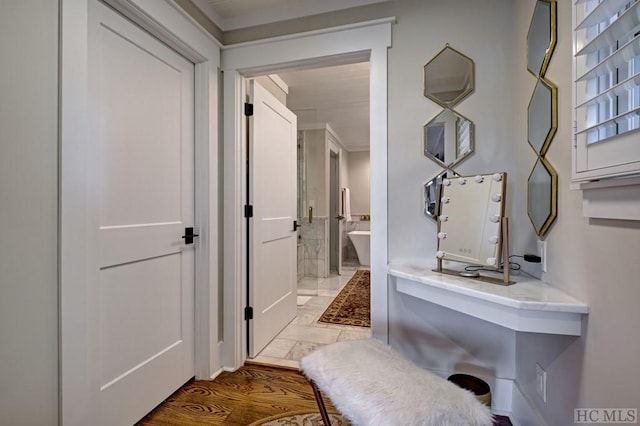 hall featuring light wood-type flooring