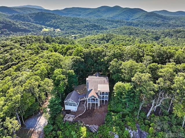 drone / aerial view with a mountain view