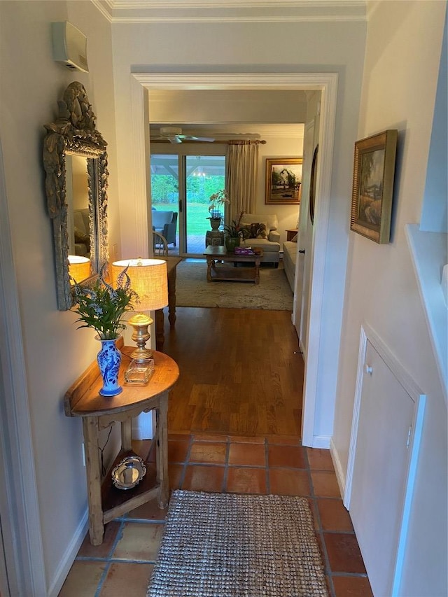 711 Horse Cove Rd Unit C-4, Highlands, NC 28741 - hallway featuring ornamental molding and tile patterned flooring