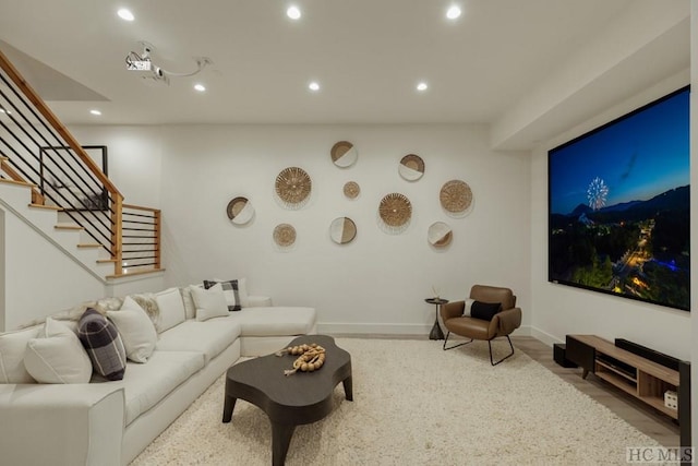 living room with light hardwood / wood-style floors