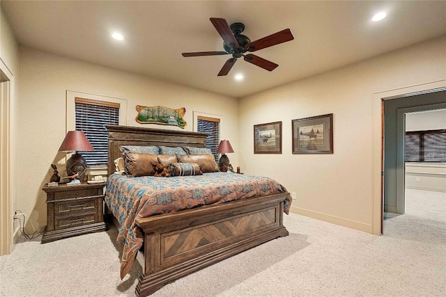159 Highlands Pt, Highlands, NC 28741 - bedroom with carpet flooring, recessed lighting, baseboards, and ceiling fan
