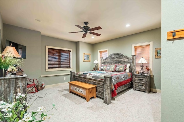159 Highlands Pt, Highlands, NC 28741 - carpeted bedroom with baseboards, recessed lighting, and a ceiling fan