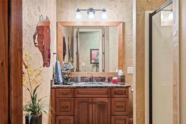 159 Highlands Pt, Highlands, NC 28741 - full bath with vanity, a shower stall, and a textured wall