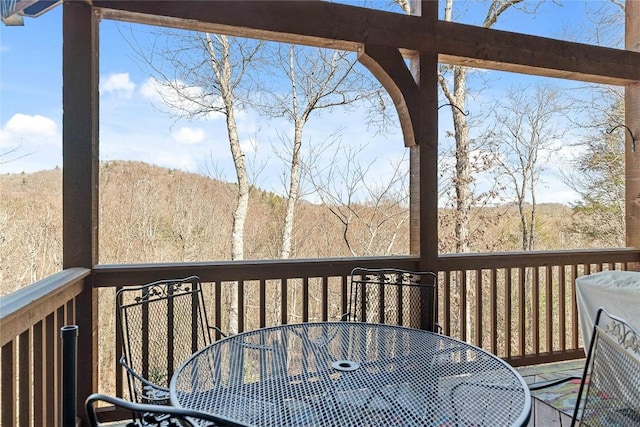 159 Highlands Pt, Highlands, NC 28741 - wooden terrace with outdoor dining area